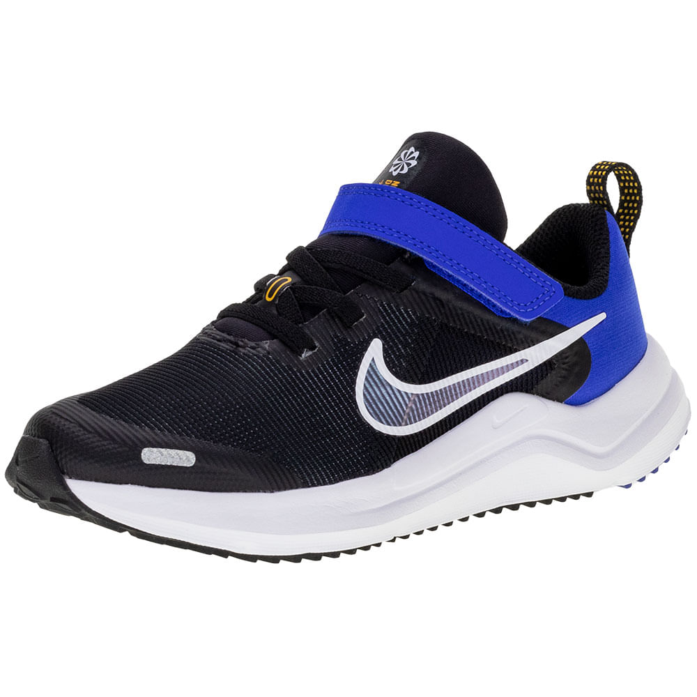 Tenis Infantil Downshifter 12 Nike DM4193 PRETO AZUL cloviscalcados