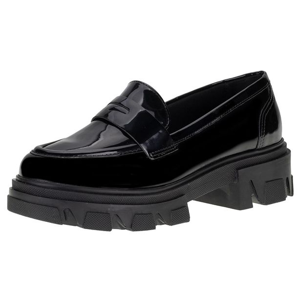 Mocassim Feminino Salto Grosso Via Marte - 238706 VERNIZ/PRETO 34