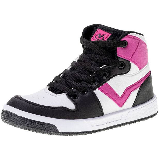 Tênis Infantil Feminino Via Vip - VV3802 PRETO/ROSA 28