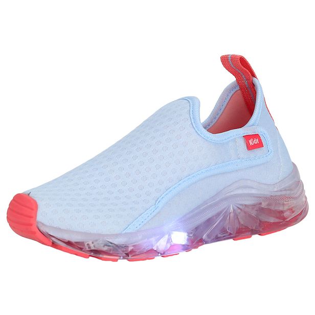 Tênis Infantil Feminino Led Light Kidy - 0351079 AZUL/ROSA 27