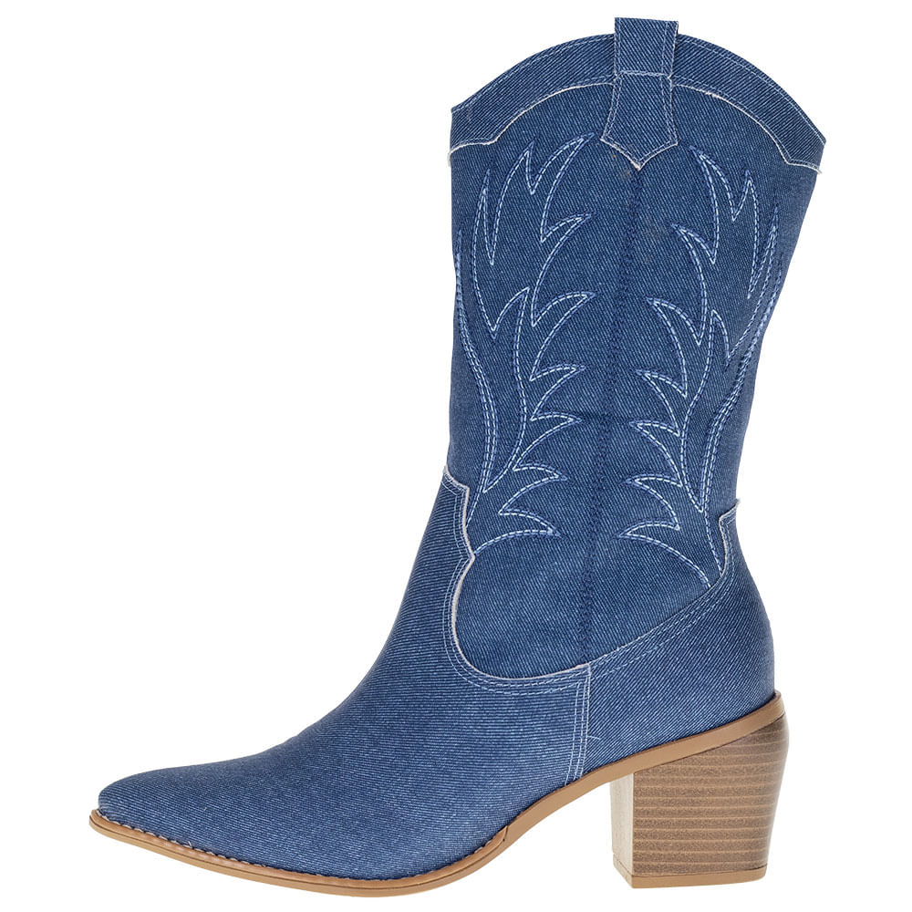 Bota Feminina Country Cano Médio Jeans Via Marte 232708 JEANS