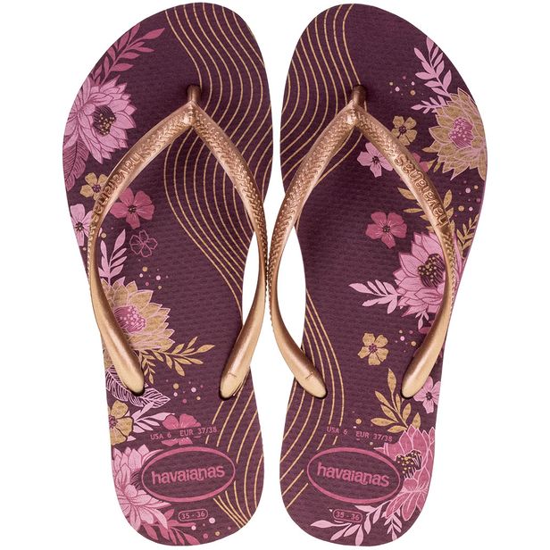 Chinelo Feminino Slim Organic Havaianas - 4132823 ROXO 33/34