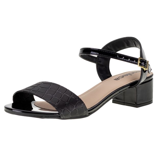 Sandália Feminina Salto Baixo Moleca - 5259805 PRETO/CROCO 38