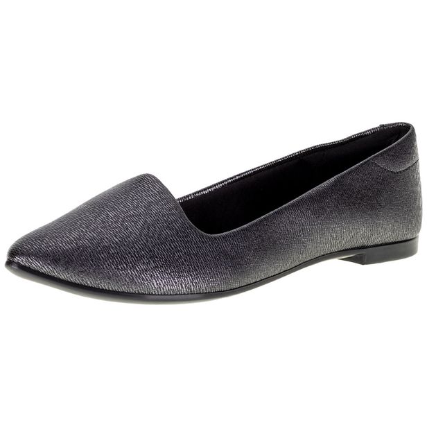 Sapatilha Feminina Flat Moleca - 5635816 PRETO/CINZA 34