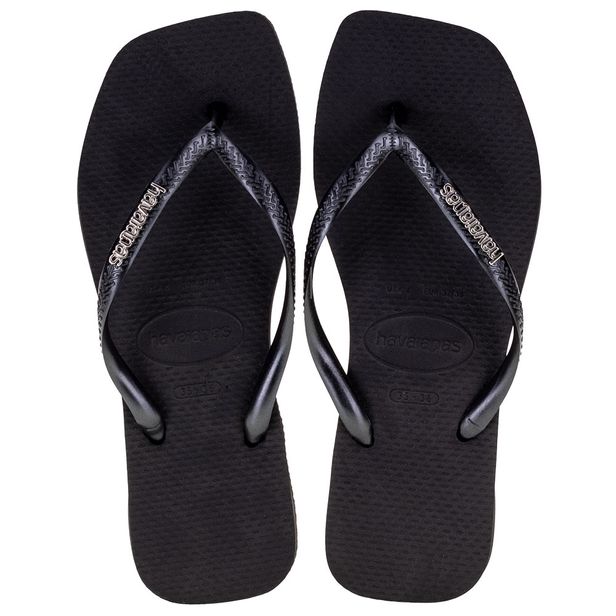Chinelo Feminino Slim Square Logo Metallic Havaianas - 4148257 PRETO 39/40