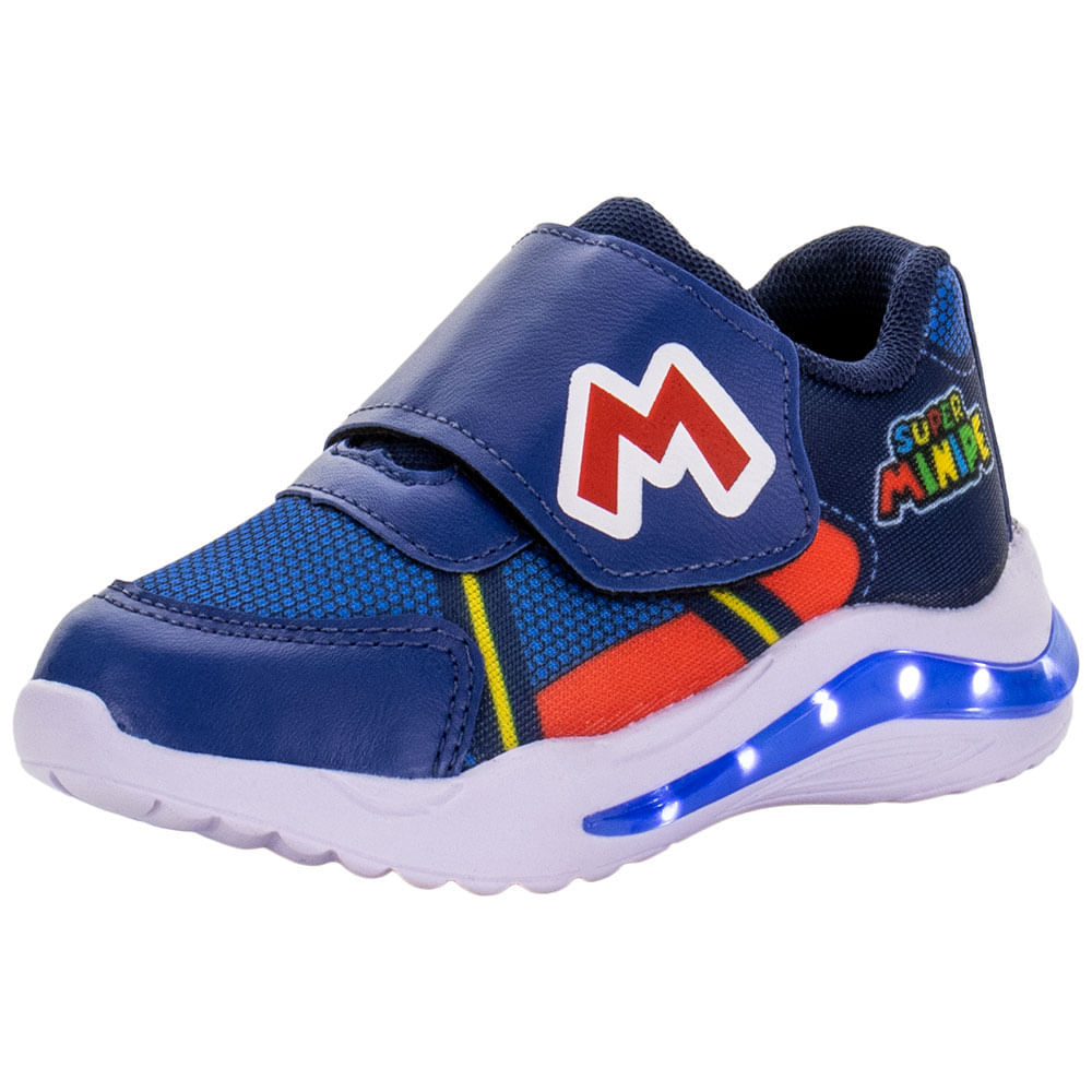 Tênis Infantil Masculino Led Minipé MP2327 AZUL/VERMELHO