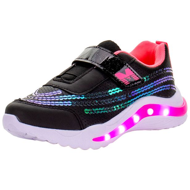 Tênis Infantil Led Minipé - MP2308 PRETO/ROSA 22