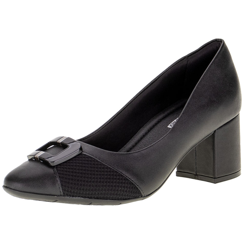 Sapato Feminino Salto Grosso ComfortFlex 2354403 PRETO