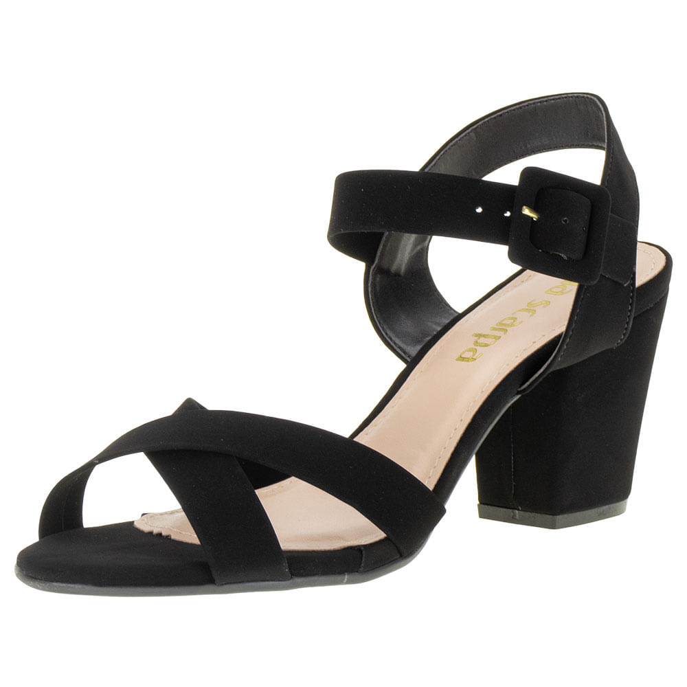 Salto Grosso SandÃ¡lia Nobuck Sandália Feminina Salto Grosso Via