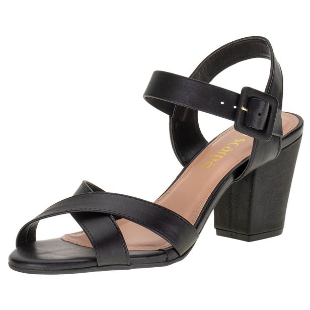 Sandália Feminina Salto Grosso Via Scarpa - 10019660 PRETO 38