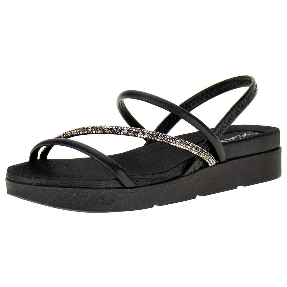 Sandália Feminina Salto Baixo Beira Rio 8387530 PRETO