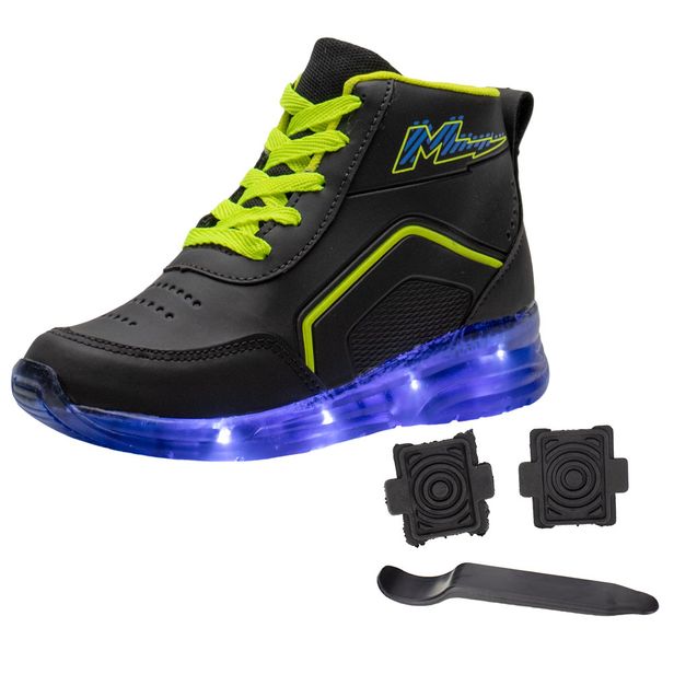 Tênis Infantil Led Com Rodinha Minipé - MP2335 PRETO/AZUL 34