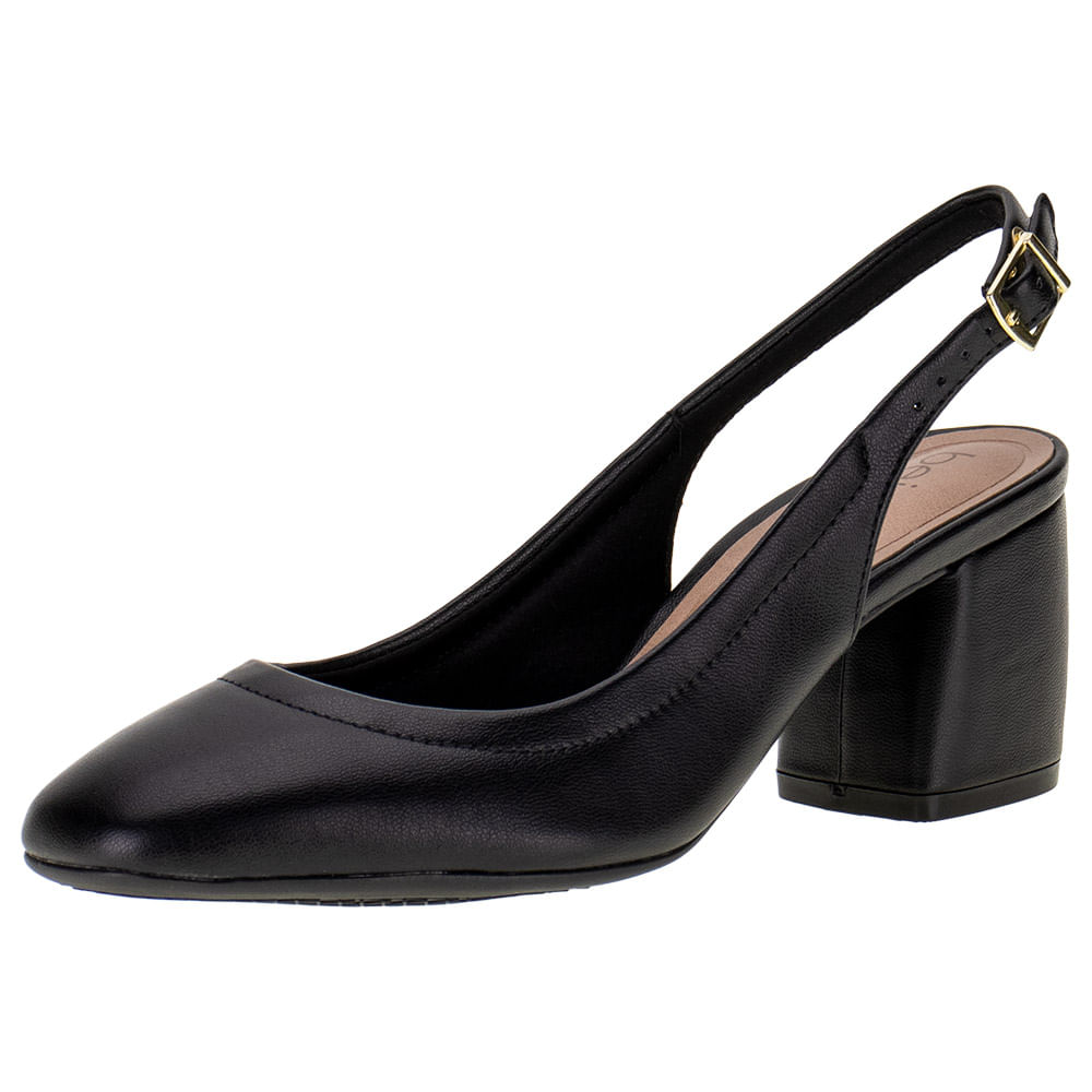 Scarpin Beira Rio Salto Grosso Preto Sapato Scarpin Salto Grosso