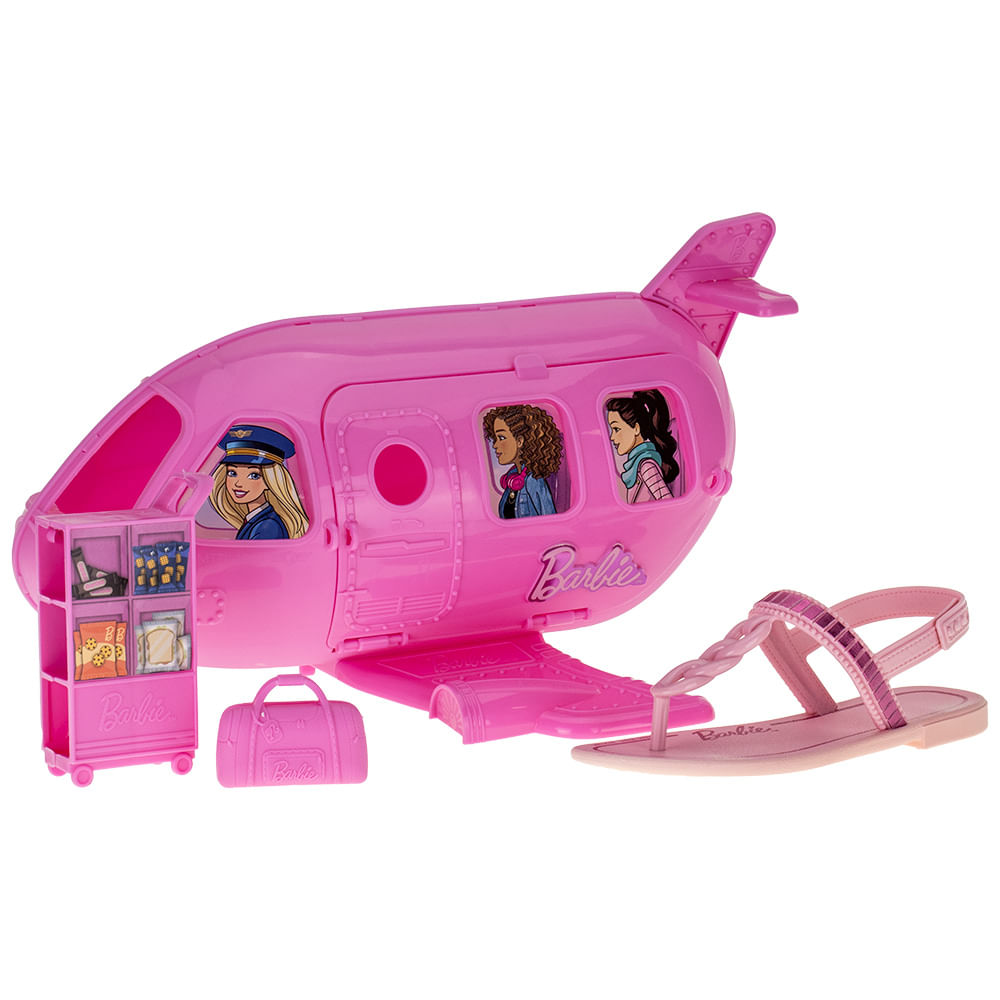 Sandália Grendene Kids Barbie Flight Com Brinde Avião Rosa - Canal