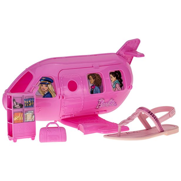 Kit Sandália Barbie Flight + Avião Grendene Kids - 22936 ROSA 30