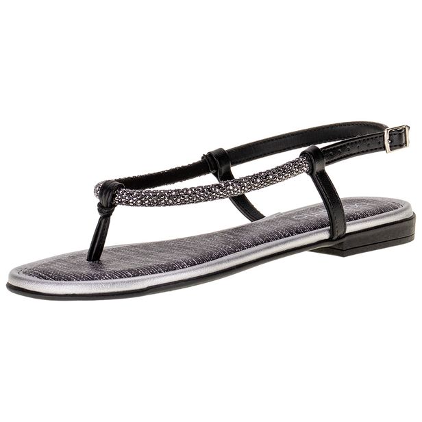 Sandália Feminina Rasteira Beira Rio- 8427222 PRETO/CINZA 39