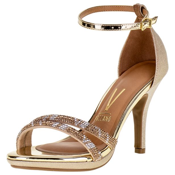 Sandália Feminina Salto Alto Vizzano - 62101037 OURO 39