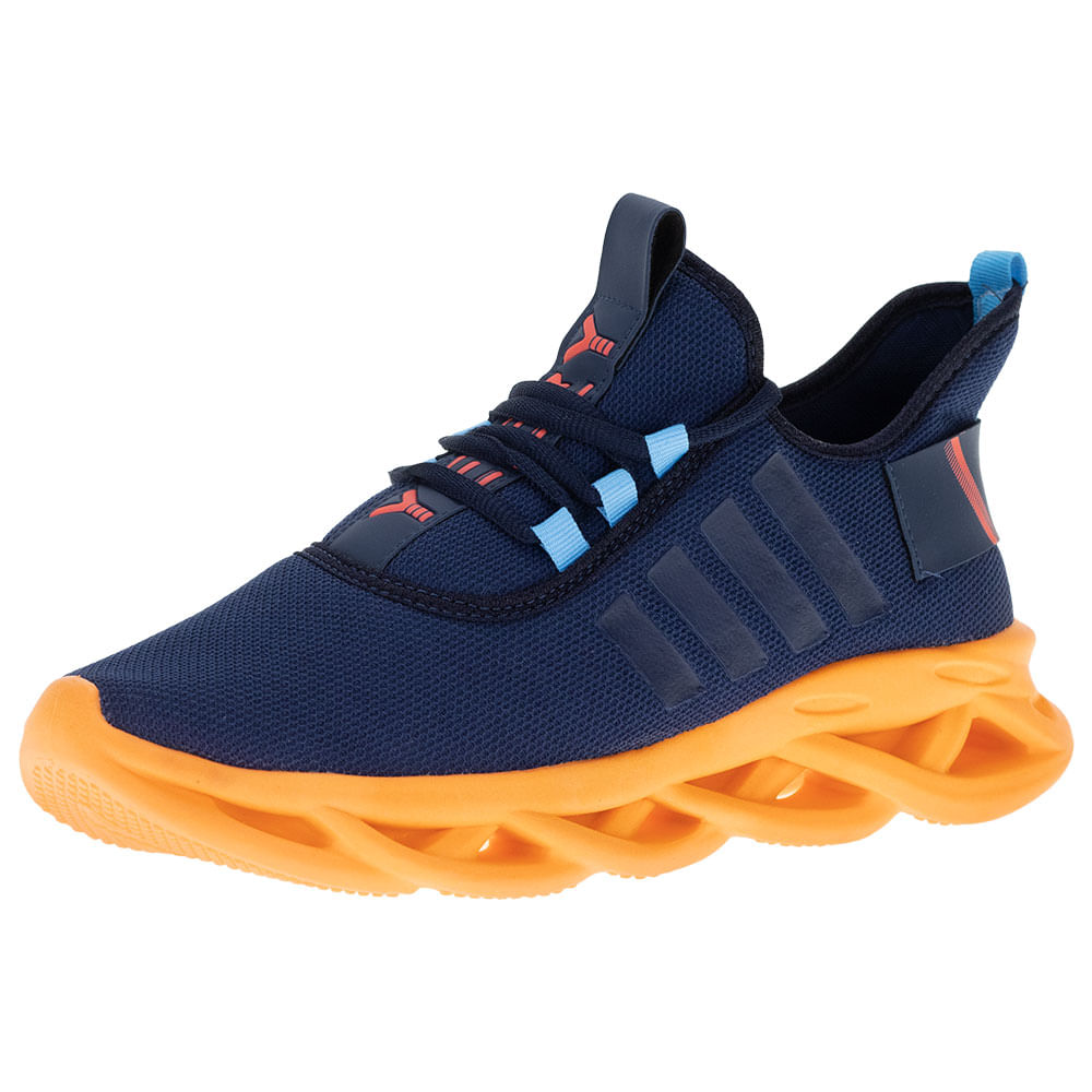 レッドフォックス Tênis Masculino Red Fox - 1490 AZUL/LARANJA | Clovis Calçados