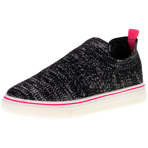 Tênis Infantil Feminino Slip Minipé - MP2313S PRETO/ROSA 29